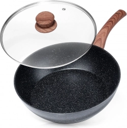 Granitische pan met glazen deksel BLACK&WOOD 28 cm, 3,5 l