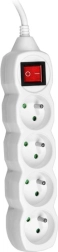 Surge-protected PowerWatch extension strip 3 m white (4 sockets) with switch