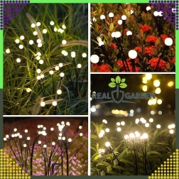 Solar-Gartenlampen mit Erdspieß, Kugel, 6 LEDs, Dämmerungssensor, 2 Stück