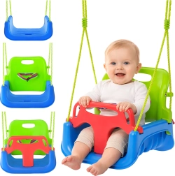 Balançoire pour enfants 3-en-1 Kruzzel vert-bleu