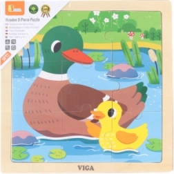 VIGA wooden puzzle ducklings – 9 pieces
