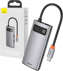 Hub USB-C 4 en 1 BASEUS Metal Gleam avec HDMI, USB 3.0 et PD 100 W