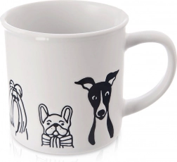 Keramiktasse weiß mit Hunden 500 ml