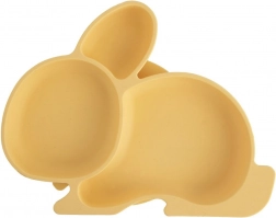 Silicone baby plate with suction cup bunny, divided, yellow 23 × 18.5 × 3.5 cm