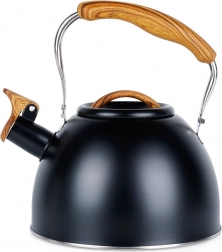 Black stainless steel kettle with whistle 2.5 l