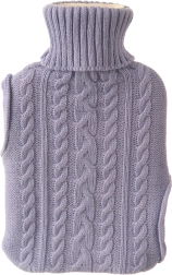 Hot water bottle with knitted cover, purple, 1.6 L
