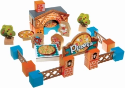 Wooden Pizza Building Set by Cubika