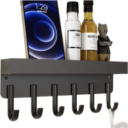 RUHHY Wall-Mounted Metal Rack with Shelf