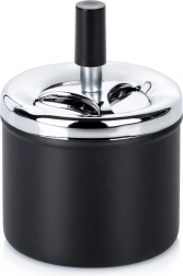 Metall-Aschenbecher mit drehbarem, verschließbarem Deckel schwarz 9,5 × 13 cm