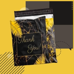 Courier poly mailers 255 × 370 mm, black with Thank You print, 50 pcs