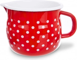 Gesmoute mok met schenktuit rood met stippen 1,9 l