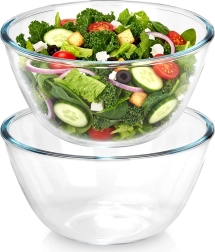 Glasschüsseln für Salat 17 cm, 1 l – Set mit 2 Stück