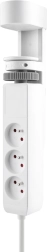 Solight portable desktop power strip with clamp mounting 3× 230 V + USB-A and 2× USB-C PD, 2 m, white