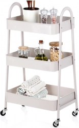 Metall-Rollregal, beige, 3-stöckig, 44 × 31,5 × 78,5 cm