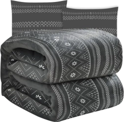 weiche Winterdecke mit zwei Kissenbezügen RUHHY, grau 160 × 200 cm