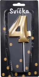 Bougie de fête dorée chiffre 4