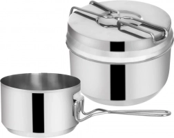 3-piece stainless steel camping mess kit 1.5 L + 900 ml