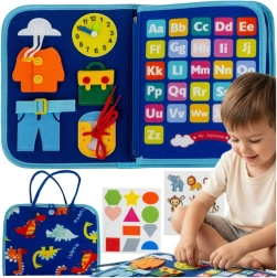 Livre sensoriel de manipulation Kruzzel – tableau Montessori pour enfants 3+, bleu