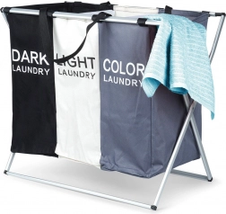 Faltbarer Wäschekorb mit drei Kammern 105 l