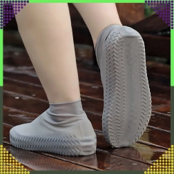Wasserfeste Silikon-Überzieher für Schuhe mit rutschfester Sohle, Größe S, grau