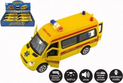 Ambulance – petite voiture métal‑plastique avec lumières et sons, 15 cm, à rétrofriction