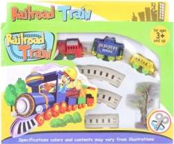 Eisenbahn-Set mit Aufzieh-Lokomotive und 2 Waggons