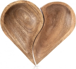 Mango wood serving plates – heart, set of 2