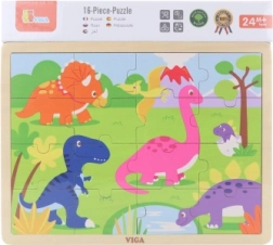 VIGA wooden dinosaur puzzle, 16 pieces