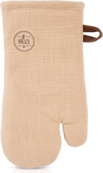 Cotton kitchen oven mitt with magnet, beige 32 cm