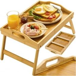 Folding bamboo breakfast bed tray with laptop function RUHHY