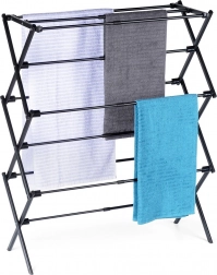 Schwarzer Teleskop-Wäschetrockner aus Metall 47–78 × 94 cm