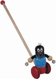 Holzschubspielzeug kleiner Maulwurf mit Glöckchen