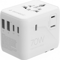 Universal 70 W travel adapter with USB and GaN technology