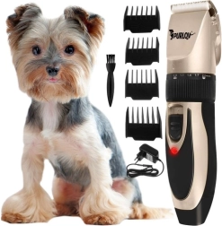 Purlov Pet Hair Clipper – quiet cordless kit with comb guards