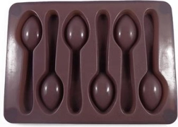 Siliconen vorm voor ijs en chocolade – lepeltjes, grijs‑bruin