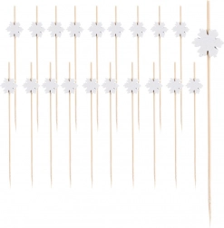 Bambus-Partypicker mit Schneeflocke 12 cm, 20 Stk.