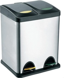 Poubelle de tri TORO 16 l, acier inoxydable et plastique, argent/noir