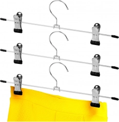 Metal trouser hangers with clips, 3 pcs