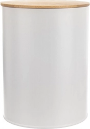 Küchendose aus weißem Metall mit Bambusdeckel 2,3 l