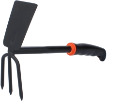 Binette de jardin à double tranchant avec cultivateur, noire (29 × 6,4 × 18 cm)
