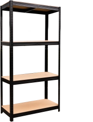 Metalen rek 4 niveaus 150 × 70 × 30 cm zwart, draagvermogen 150 kg per plank