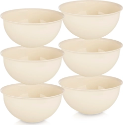 Kunststof crèmekleurige schaaltjes SANDY 13 cm, 500 ml – set van 6 stuks
