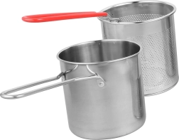 Mini-pan met frituurmand van roestvrij staal