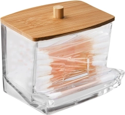 Acryl-Spender für Wattestäbchen WHITNEY mit Bambusdeckel