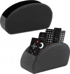 Organizer für Fernbedienungen mit 5 Fächern in schwarzem Kunstleder