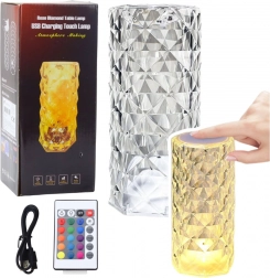 Crystal LED Table Lamp, 16 Colors, Touch Control with Remote