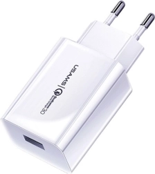 Charger to Outlet USAMS T22 1xUSB 18W QC 3.0 Fast Charging
