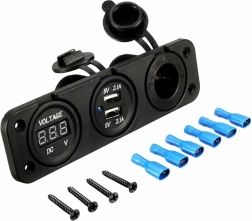 Car charging adapter with voltmeter