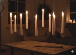 Set of 10 Hanging LED Candles with Magic Wand 1.5 × 15.5 cm