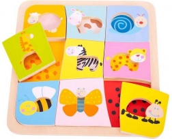 Wooden Peg Puzzle – 9 Animals BIGJIGS TOYS